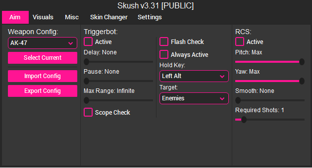 Чит Skush Multihack v3.35 для CS:GO | Skin Changer | Aim | Visuals