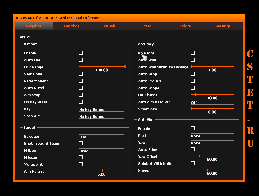 Чит для CS GO Busuware Rage/Legit - ESP, AIM, WH, BHOP, AIM