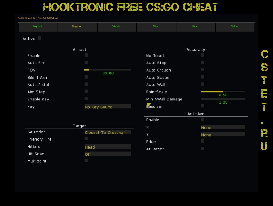 Чит Hooktronik для CS GO - AIM | SKINS | ESP